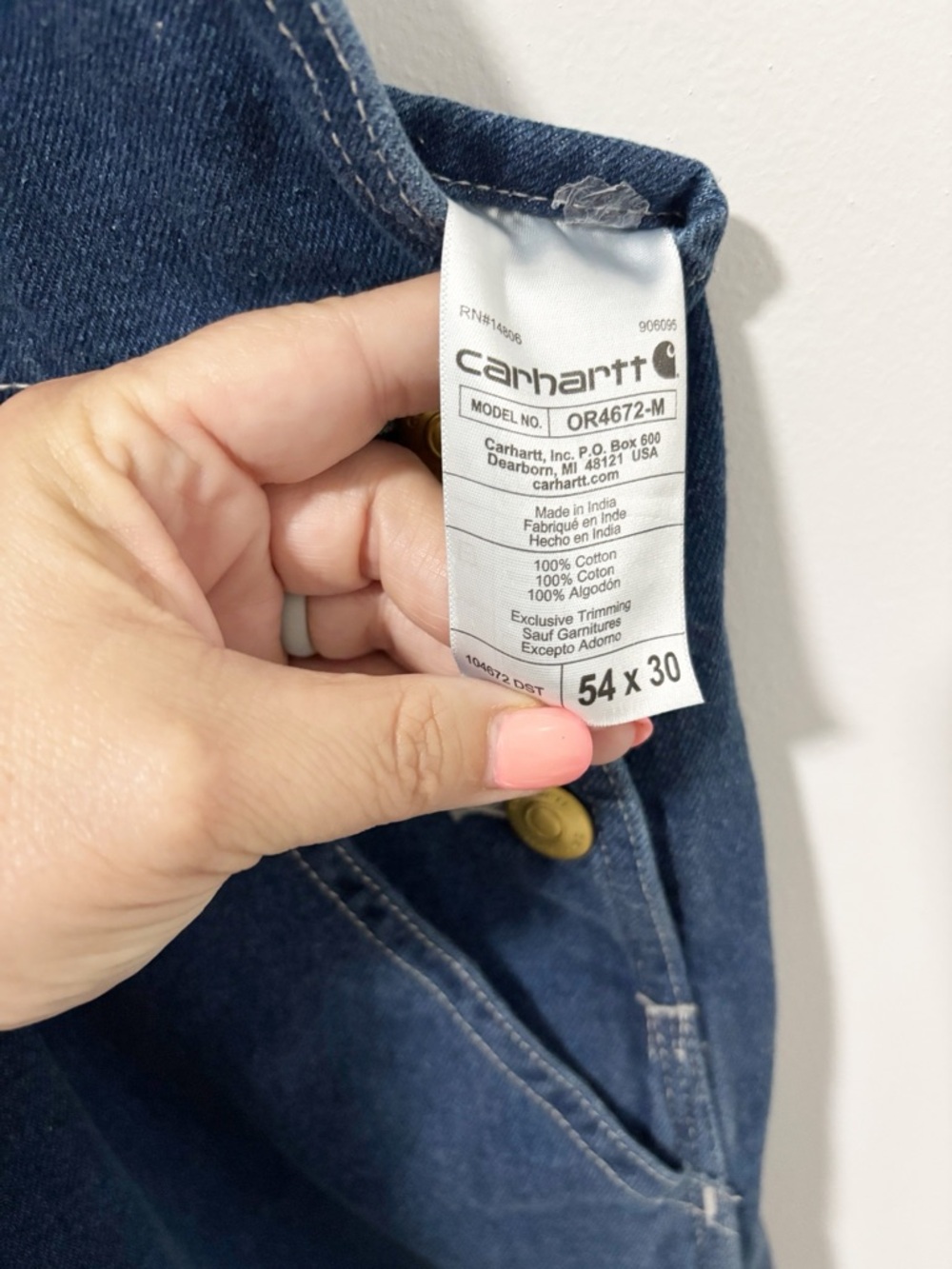 Carhartt Denim Work Bib Overalls Mens Size 54 Big and Tall Workwear Outdoor Farm - Picture 5 of 11